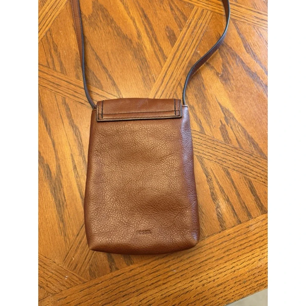 Brown Fossil Bobbie Leather Crossbody Phone Wallet Purse Bag